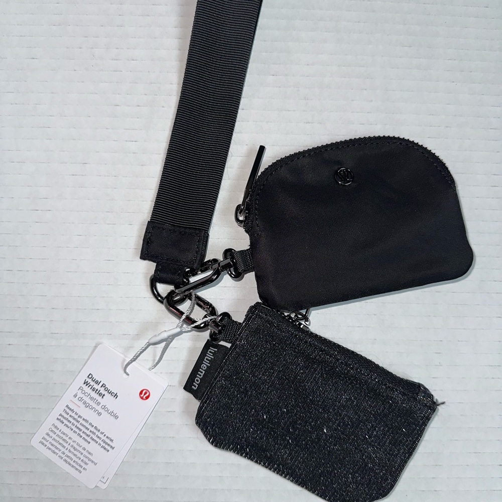 Lululemon Dual Pouch Keychain wristlet Bags in pink glitter sold out